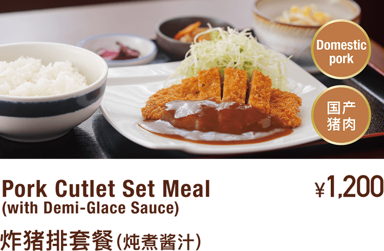 Pork Cutlet Set Meal(with Demi-Glace Sauce) 炸猪排套餐(炖煮酱汁)